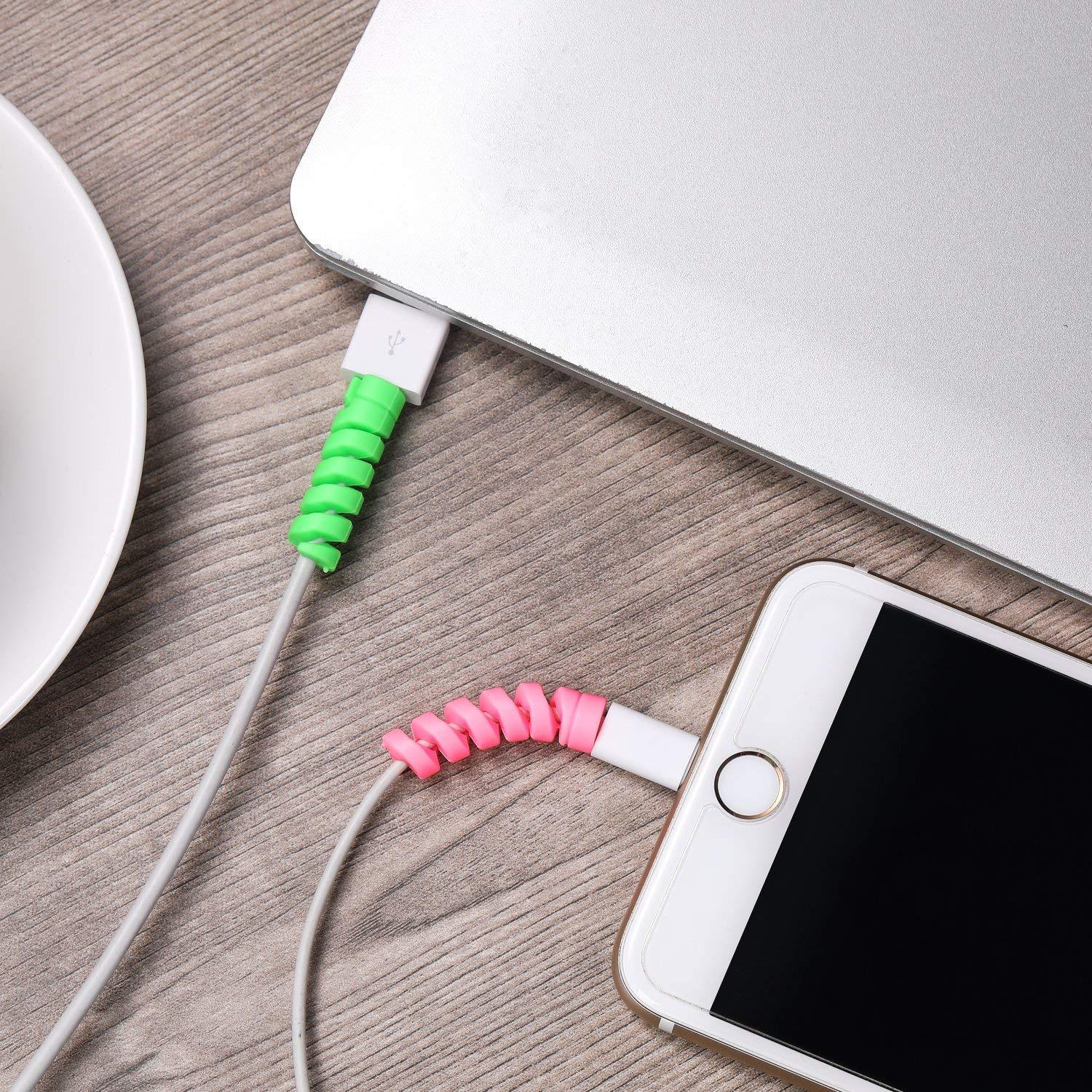 Spiral Charger Spring Cable Protector (Pack of 4) Tangle-Free | Extended Cable Life | Universal Fit