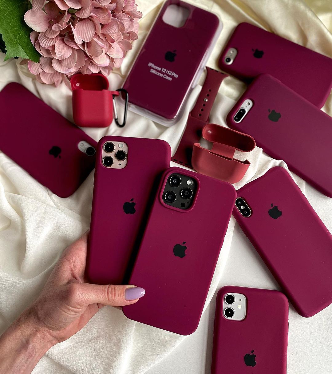 Wine Maroon iPhone Silicone Case – Elegant, Slim Fit with Full Protection