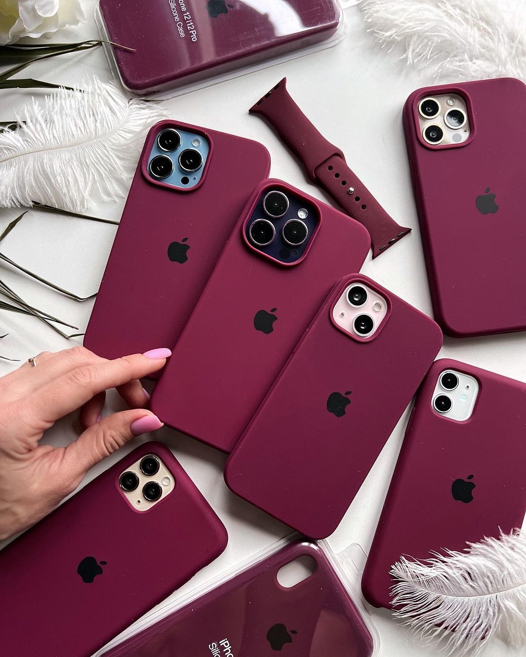 Wine Maroon iPhone Silicone Case – Elegant, Slim Fit with Full Protection