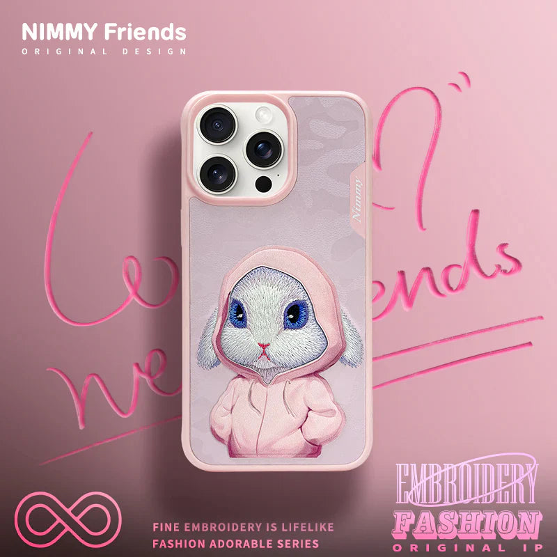 Nimmy Cute Pet 3D Embroidery Phone Case – Shockproof TPU + PC + Leather Cover with Airbag Protection