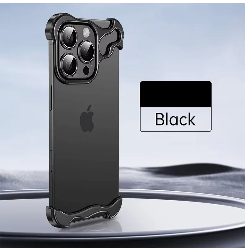Luxury Aluminum Borderless Bumper Case with Camera Rings Sleek Design | Premium Protection | Lightweight Durability