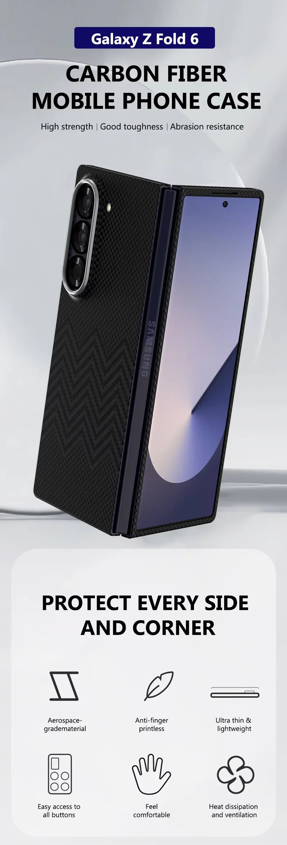 SLIVA Black M Wave 100% Original Carbon Case Sleek Protection | Carbon Fiber Strength | Precision Fit
