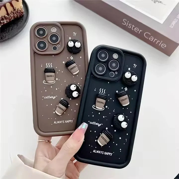 Cute Briquettes Coffee Cartoon Lens Camera Silicone Phone Case Playful Design | Premium Protection | Comfortable Grip