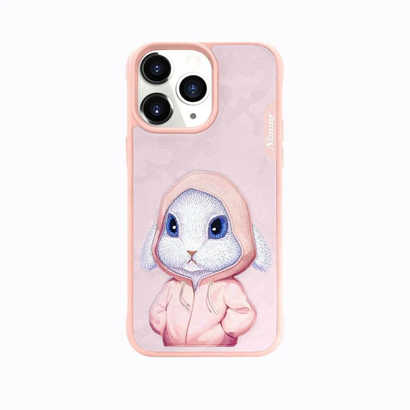 Nimmy Cute Pet 3D Embroidery Phone Case – Shockproof TPU + PC + Leather Cover with Airbag Protection