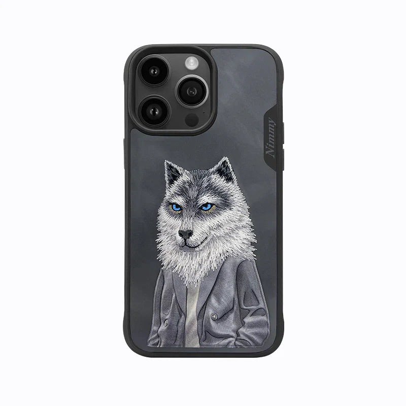Nimmy Cute Pet 3D Embroidery Phone Case – Shockproof TPU + PC + Leather Cover with Airbag Protection