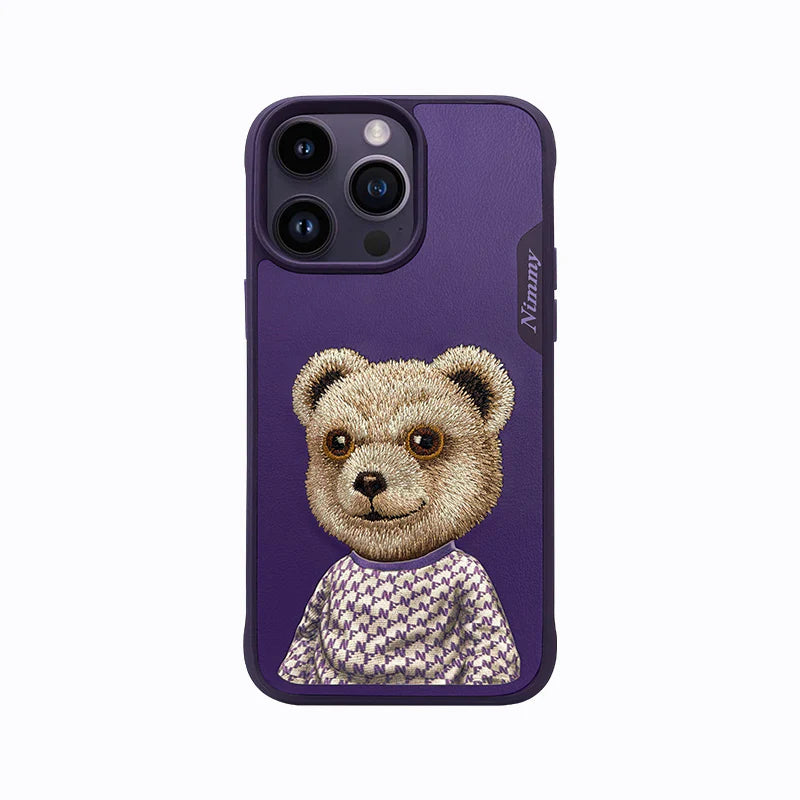 Nimmy Cute Pet 3D Embroidery Phone Case – Shockproof TPU + PC + Leather Cover with Airbag Protection