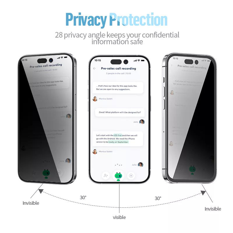 Blueo Privacy Tempered Glass Anti-Spy Screen Protector Enhanced Privacy | Superior Durability | Effortless Application