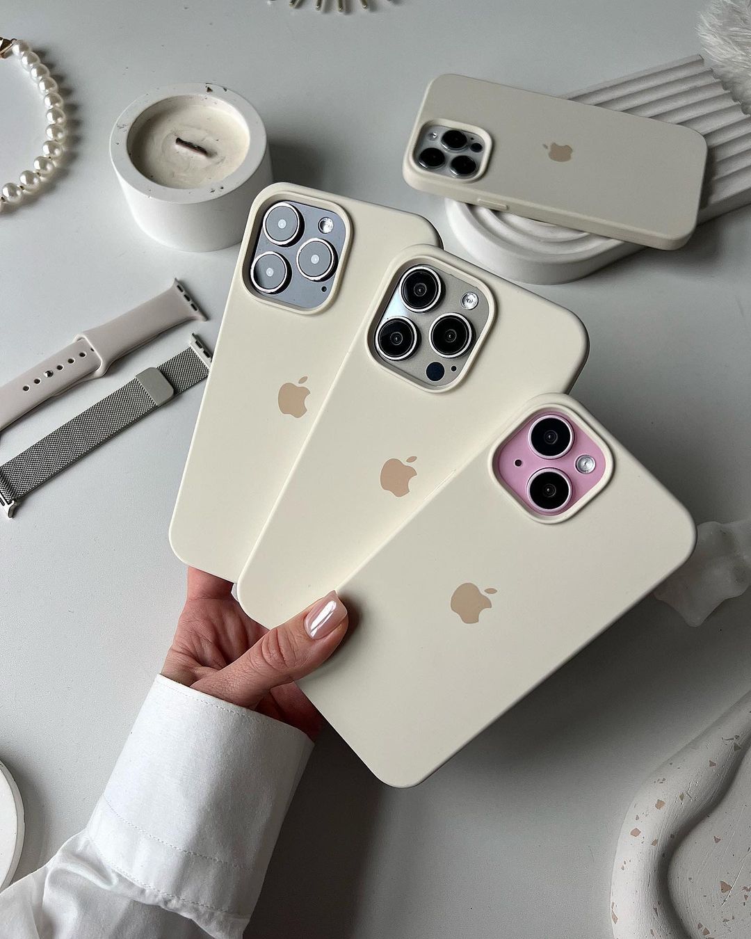 iPhone Silicone Case (Antique White) – 360° Protection, Non-Slip Grip, Slim Design
