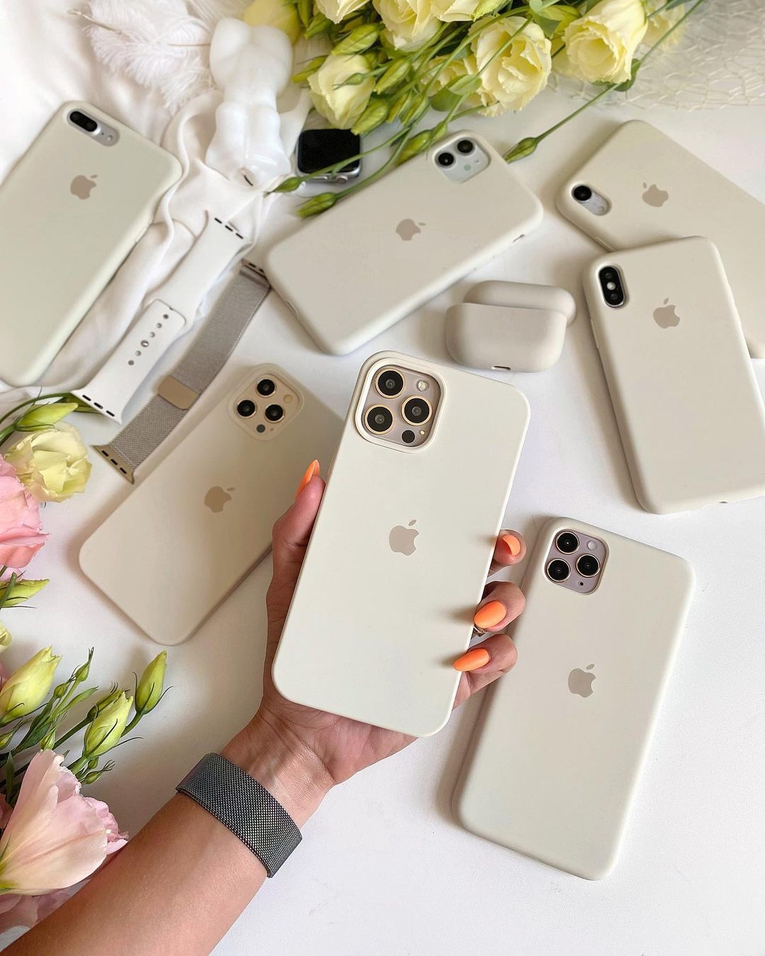 iPhone Silicone Case (Antique White) – 360° Protection, Non-Slip Grip, Slim Design