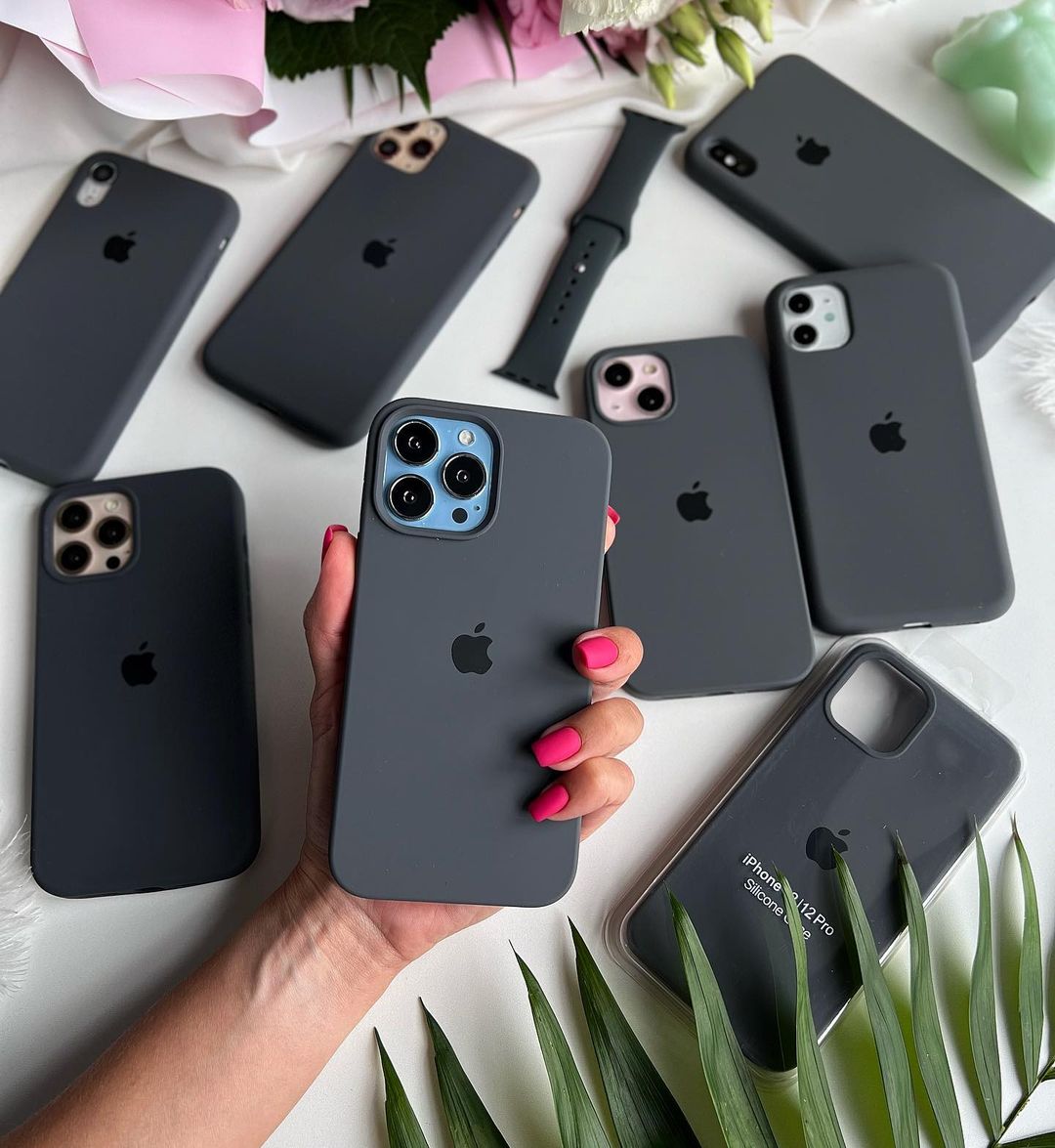 iPhone Silicone Case (Charcoal Gray Black) – 360° Protection, Non-Slip Grip, Slim Design