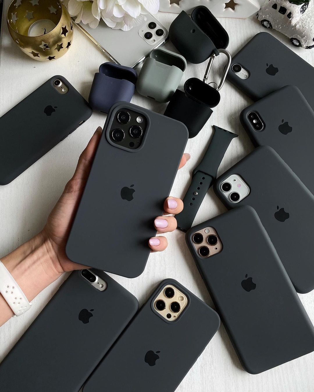 iPhone Silicone Case (Charcoal Gray Black) – 360° Protection, Non-Slip Grip, Slim Design