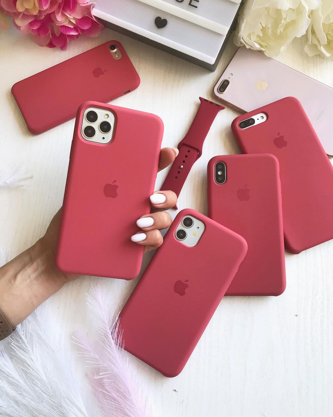 Camellia Red iPhone Silicone Case – Bold, Sleek Design with Full Protection