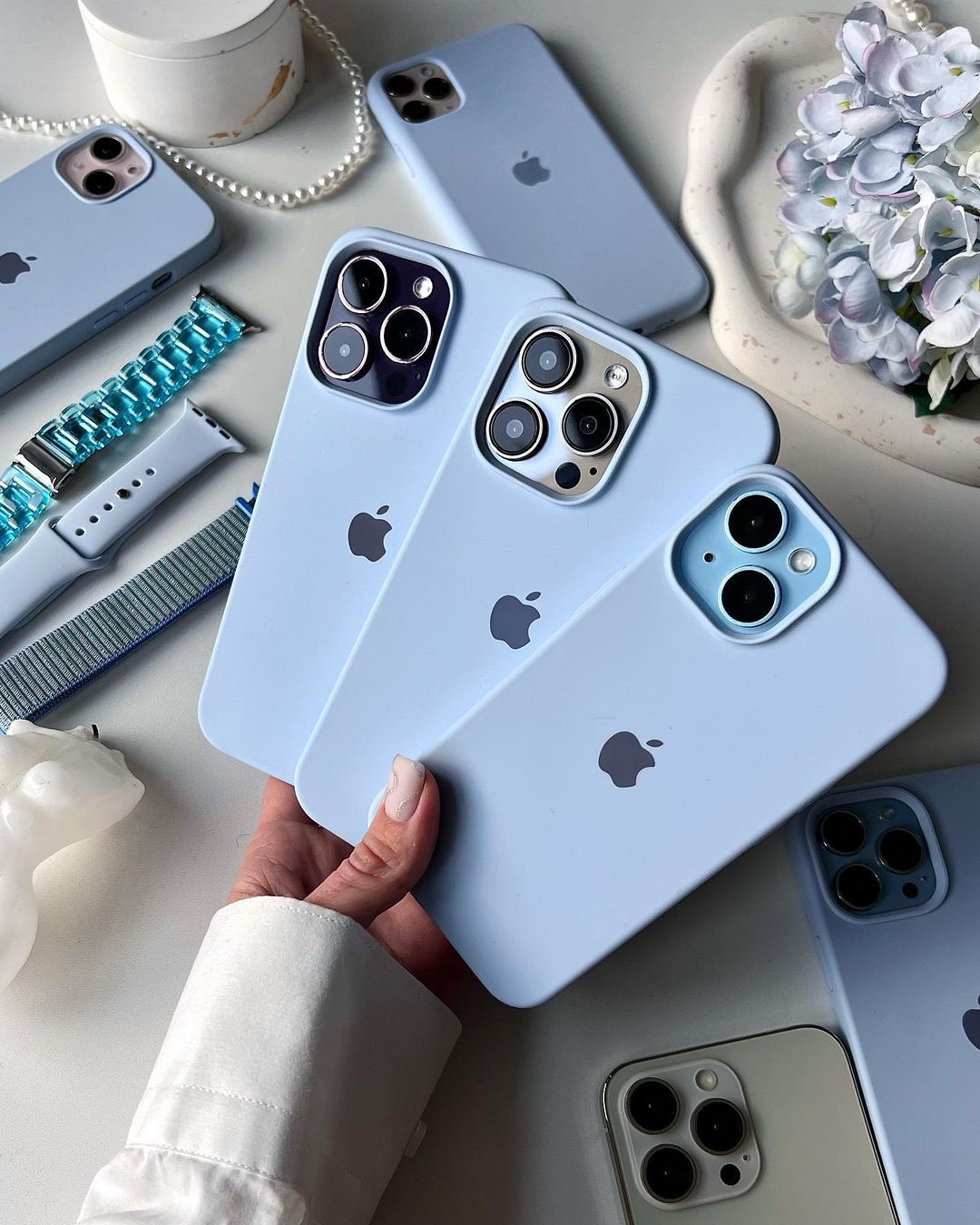 Lilac Blue iPhone Silicone Case – Stylish, Slim & Shock-Resistant Protection
