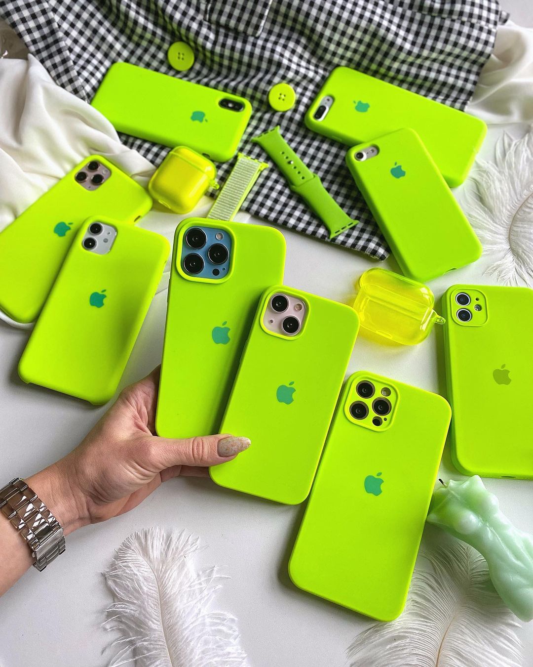 Fluorescent Green iPhone Silicone Case – Bright, Slim Fit with 360° Protection