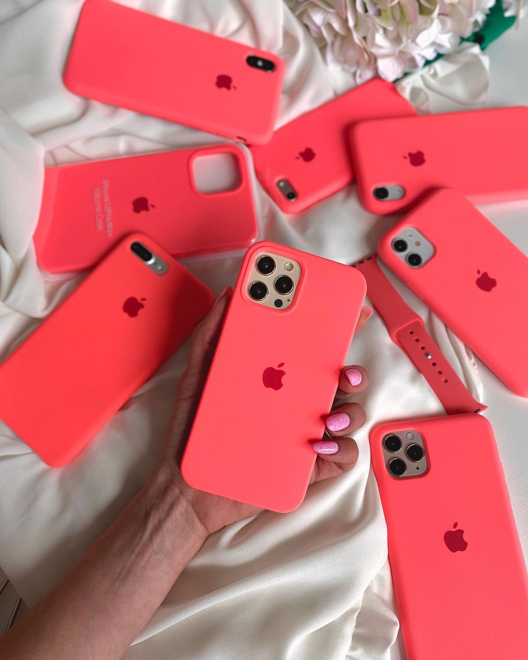 Pink Orange iPhone Silicone Case – Vibrant, Slim Fit with 360° Protection
