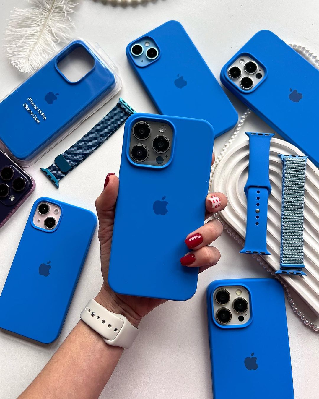 Mediterranean Blue iPhone Silicone Case – Sleek, Elegant Design with 360° Protection