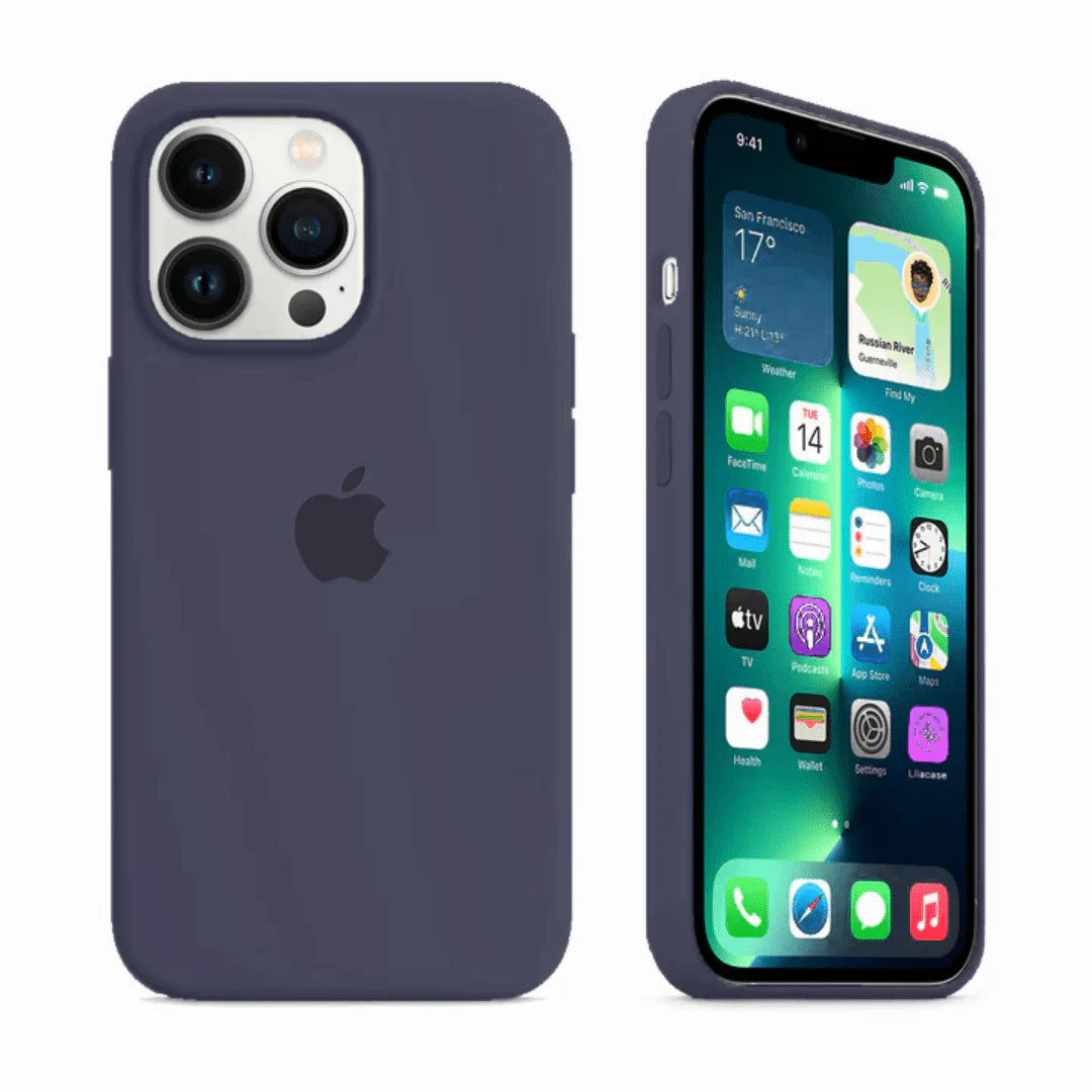 iPhone Silicone Case (Midnight Blue) – 360° Protection, Non-Slip Grip, Slim Design