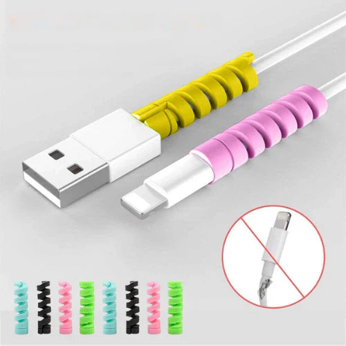 Spiral Charger Spring Cable Protector (Pack of 4) Tangle-Free | Extended Cable Life | Universal Fit